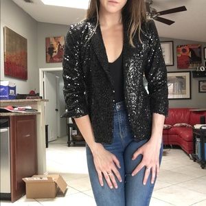 glitzy black sequin blazer